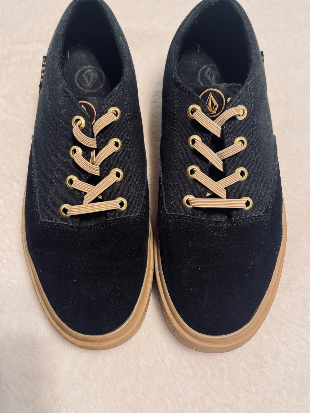 Volcom Black Suede Skate Sneakers with Gum Sole